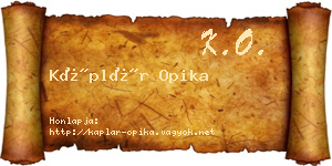 Káplár Opika névjegykártya